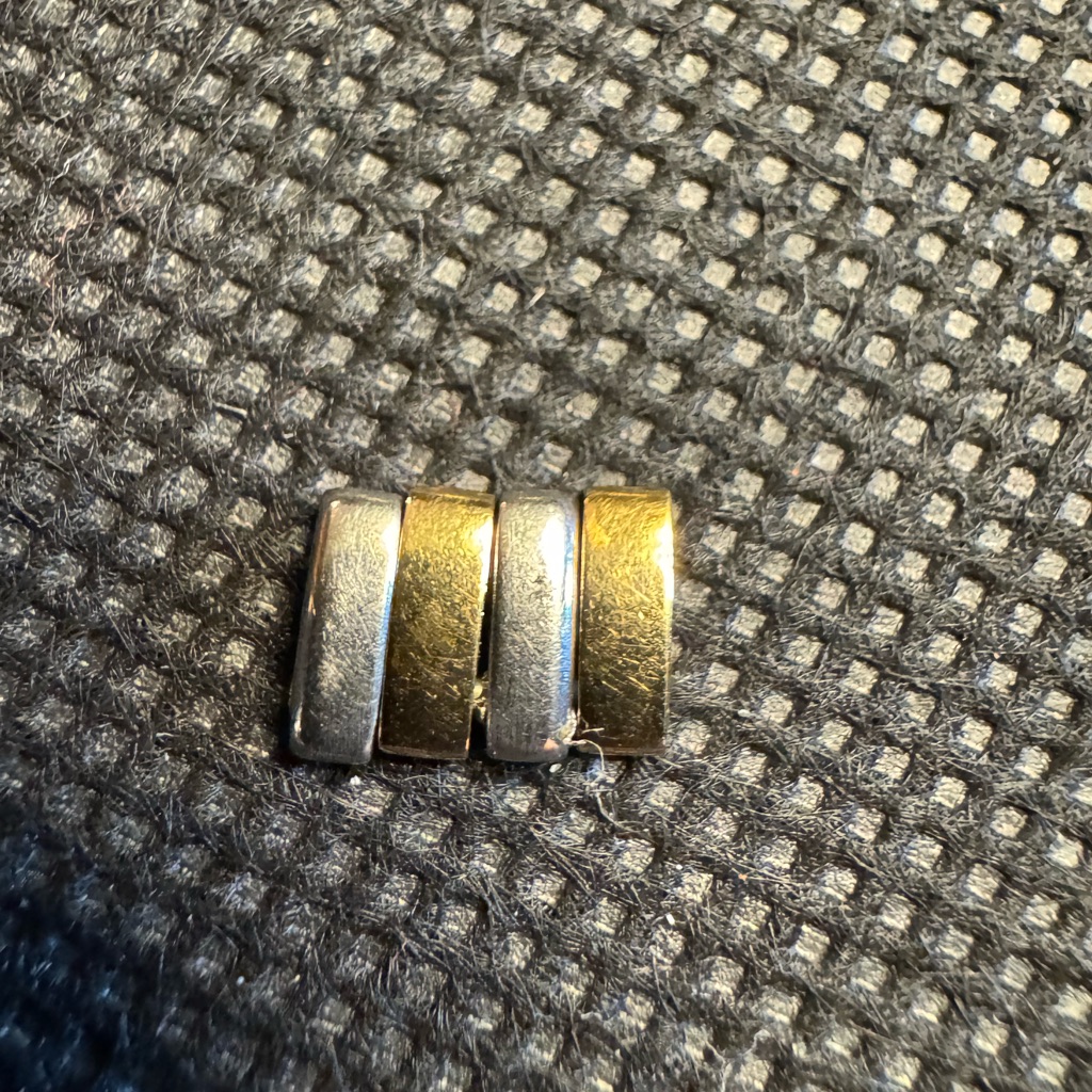 Cartier Ladies Panthere 15mm Watch Band Links, 2, 18kt Gold And 2 Steel.